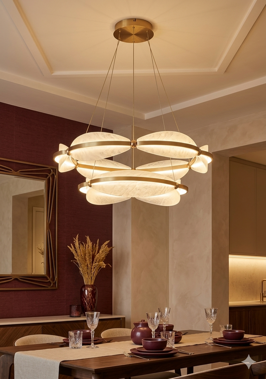 Golden Orbit Ellipse Chandelier